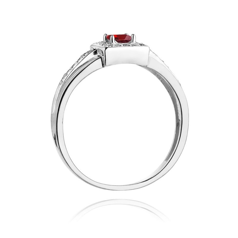 Pierścionek złoty 585 z brylantami 0,14ct rubinem 0,20ct W-271