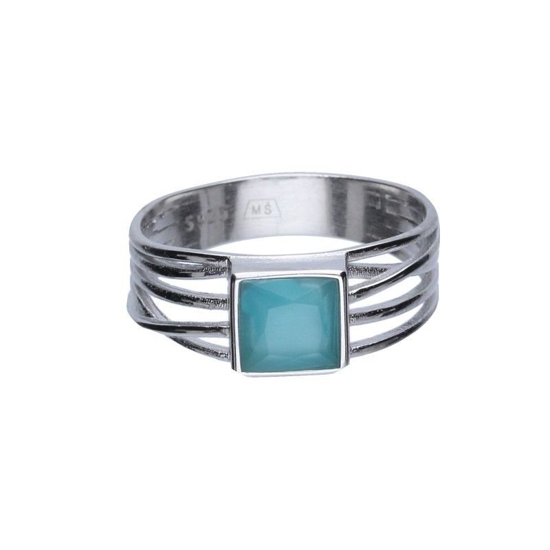 SREBRNY PIERŚCIONEK 925 OBRĄCZKA ZIELONE KAMIENIE R.22