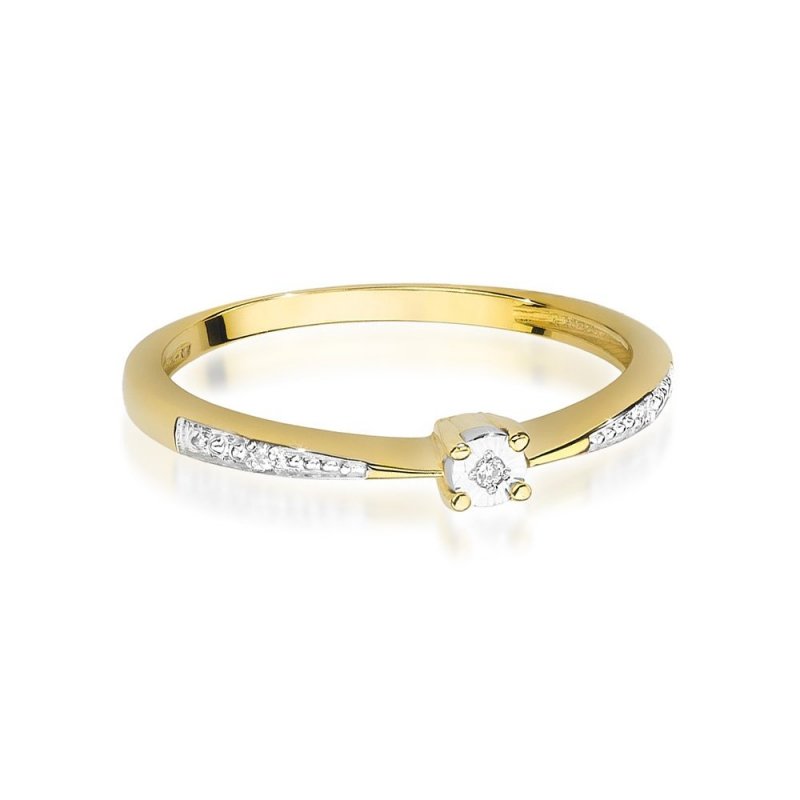 Pierścionek złoty 585 z brylantami 0,02ct zaręczynowy W-465
