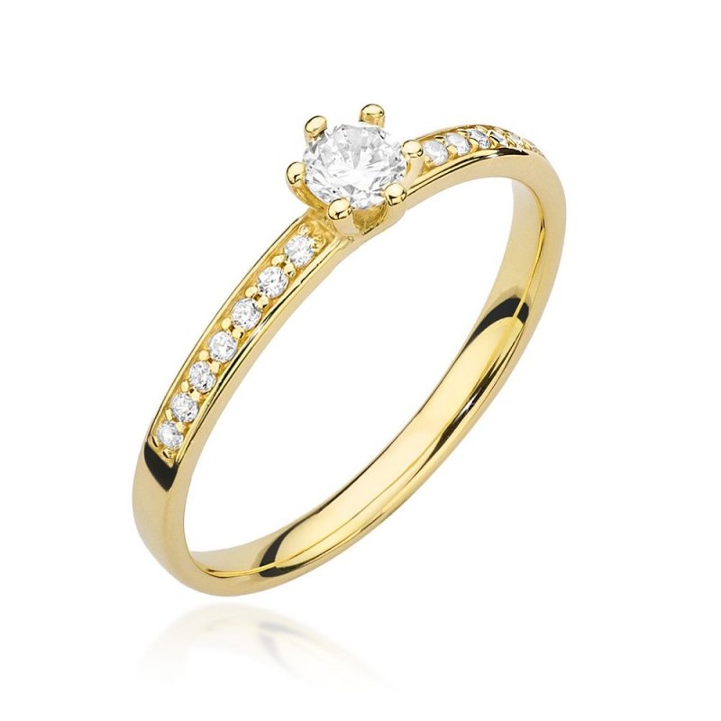 Pierścionek złoty 585 z brylantami 0,17ct zaręczynowy W-459