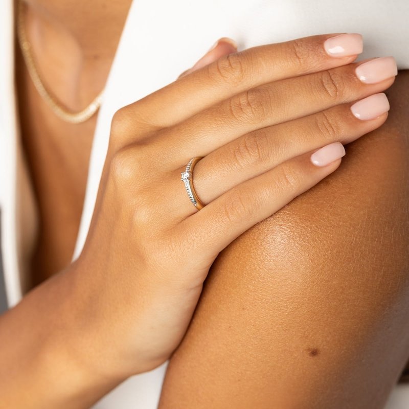 Pierścionek złoty 585 diament laboratoryjny 0,13ct W0288