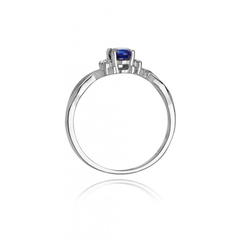Pierścionek złoty 585 z brylantami 0,05ct tanzanitem 0,40ct W-19