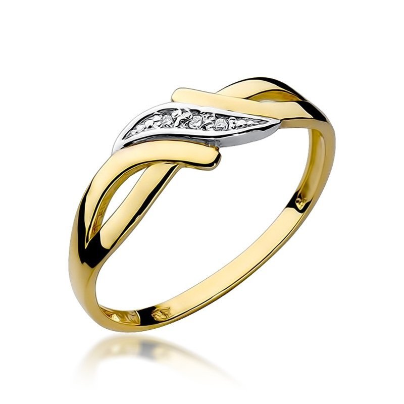 Pierścionek złoty 585 z brylantami 0,02ct zaręczynowy W-192
