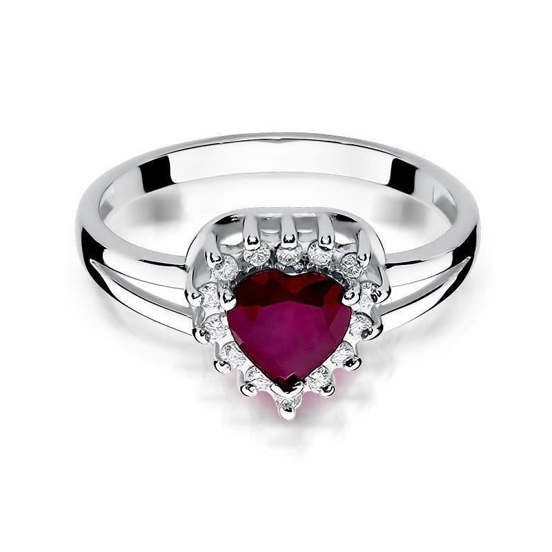 Pierścionek złoty 585 z brylantami 0,12ct rubinem 1,10ct W-310