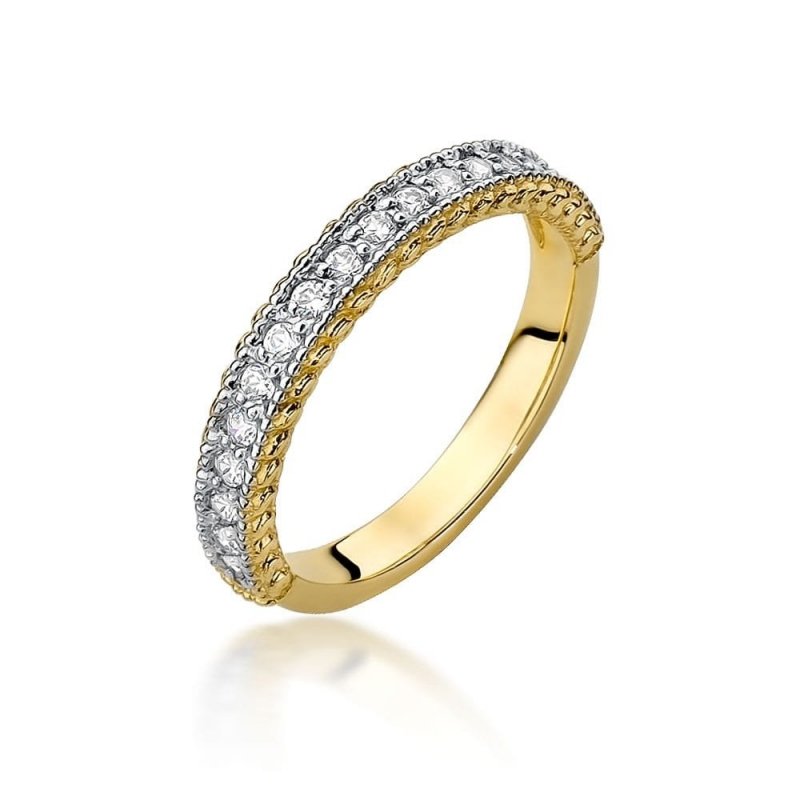 Pierścionek złoty 585 z brylantami obrączka 0,24ct W-507