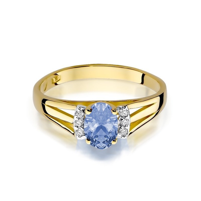 Pierścionek złoty 585 z brylantami 0,05ct tanzanitem 0,40ct W-5