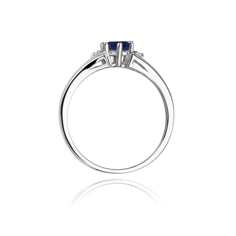 Pierścionek złoty 585 z brylantami 0,03ct szafirem 0,50ct W-76