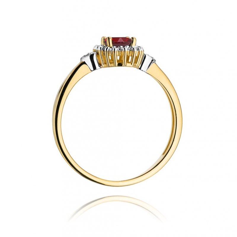 Pierścionek złoty 585 z brylantami 0,10ct rubinem 0,60ct W-312