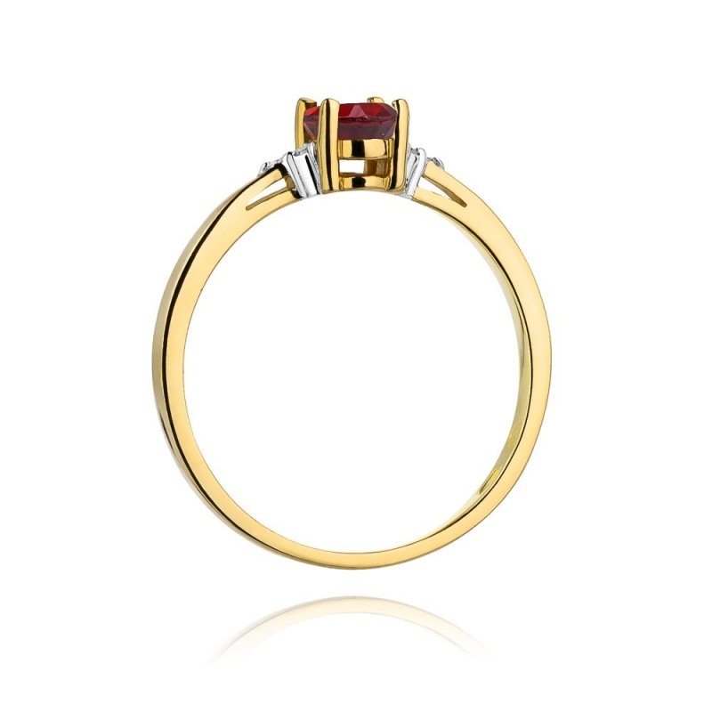 Pierścionek złoty 585 z brylantami 0,05ct rubinem 0,60ct W-301