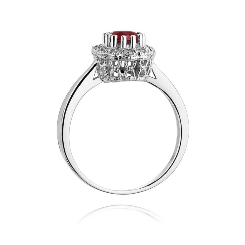 Pierścionek złoty 585 z brylantami 0,17ct rubinem 0,60ct W-284