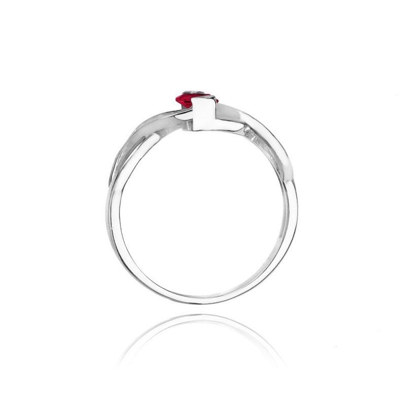 Pierścionek złoty 585 z brylantami 0,05ct rubinem 0,60ct W-28