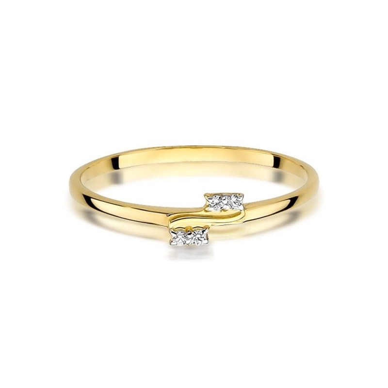 Pierścionek złoty 585 z brylantami 0,03ct obrączka W-505