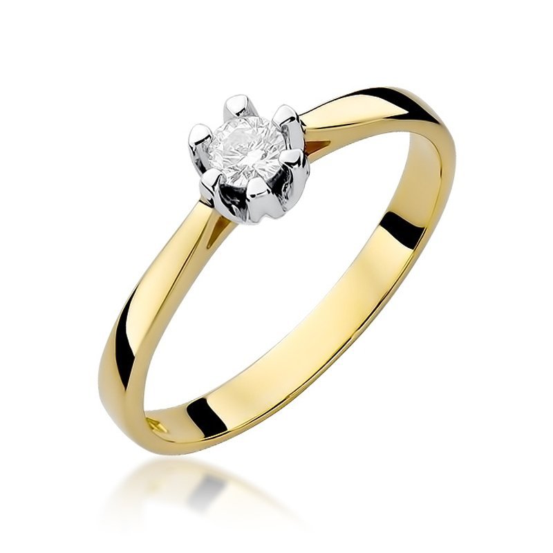 Pierścionek złoty 585 z brylantem 0,12ct zaręczynowy W-299