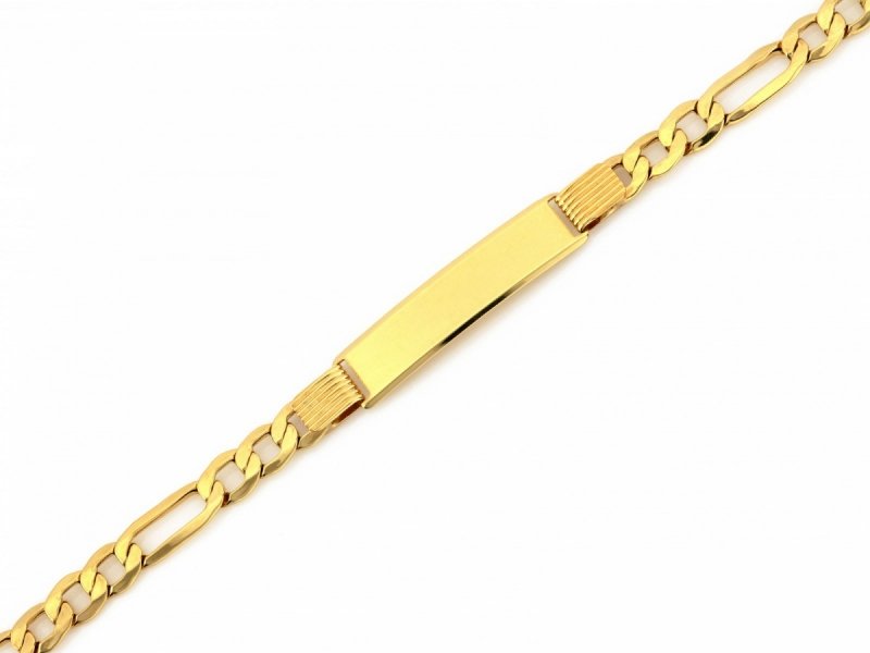 Bransoletka złota 585 blaszka pod grawer figaro 21cm 7.43g