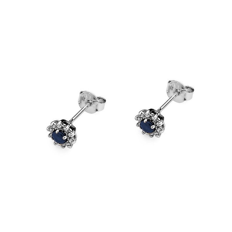 Kolczyki złote 585 z szafirem 0,3ct brylantami KO-1