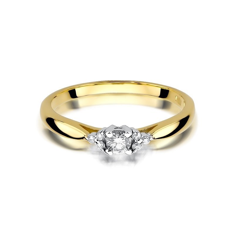 Pierścionek złoty 585 z brylantami 0,13ct zaręczynowy W-428
