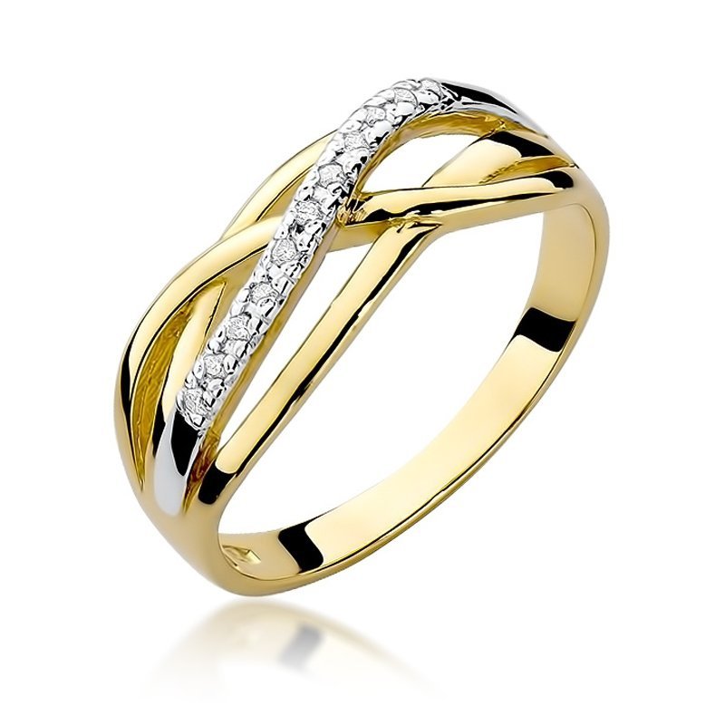 Pierścionek złoty 585 z brylantami 0,10ct obrączka W-157