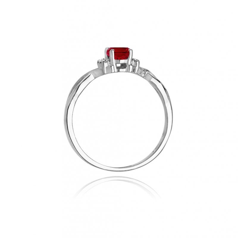 Pierścionek złoty 585 z brylantami 0,05ct rubinem 0,60ct W-19