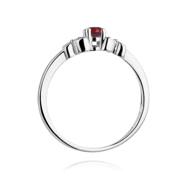 Pierścionek złoty 585 z brylantami 0,02ct rubinem 0,15ct W-414