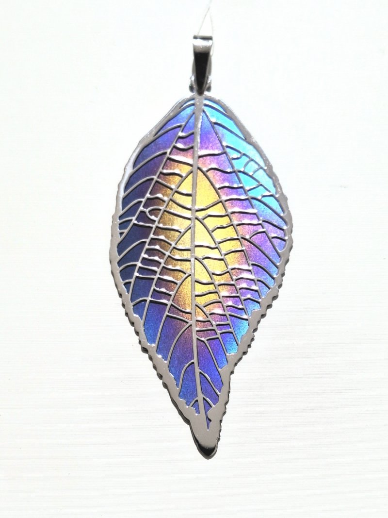 WISIOREK ZAWIESZKA TYTAN I SREBRO 925 LIŚĆ LISTEK DUŻY