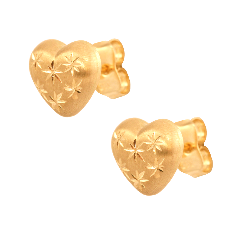 Kolczyki złote 585 sztyft serduszka serca z gwiazdkami