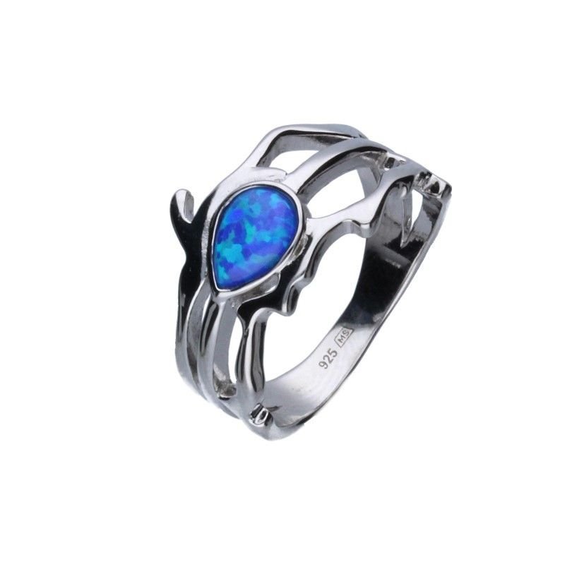 SREBRNY PIERŚCIONEK 925 OPAL BIAŁY R.17