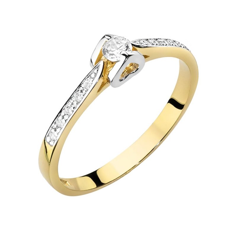 Pierścionek złoty 585 diament laboratoryjny 0,15ct W0435