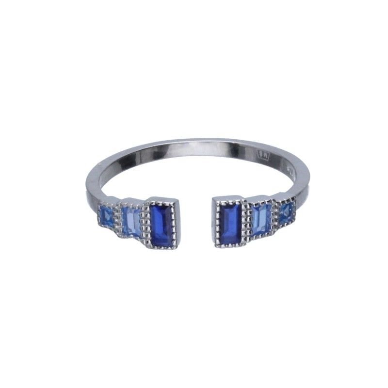 SREBRNY PIERŚCIONEK 925 SZAFIROWA CYRKONIA R.18