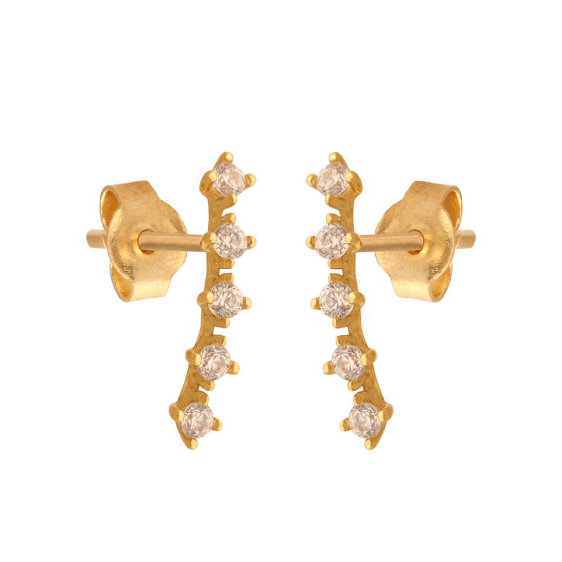 Kolczyki złote 585 patyczki kreski z cyrkoniami