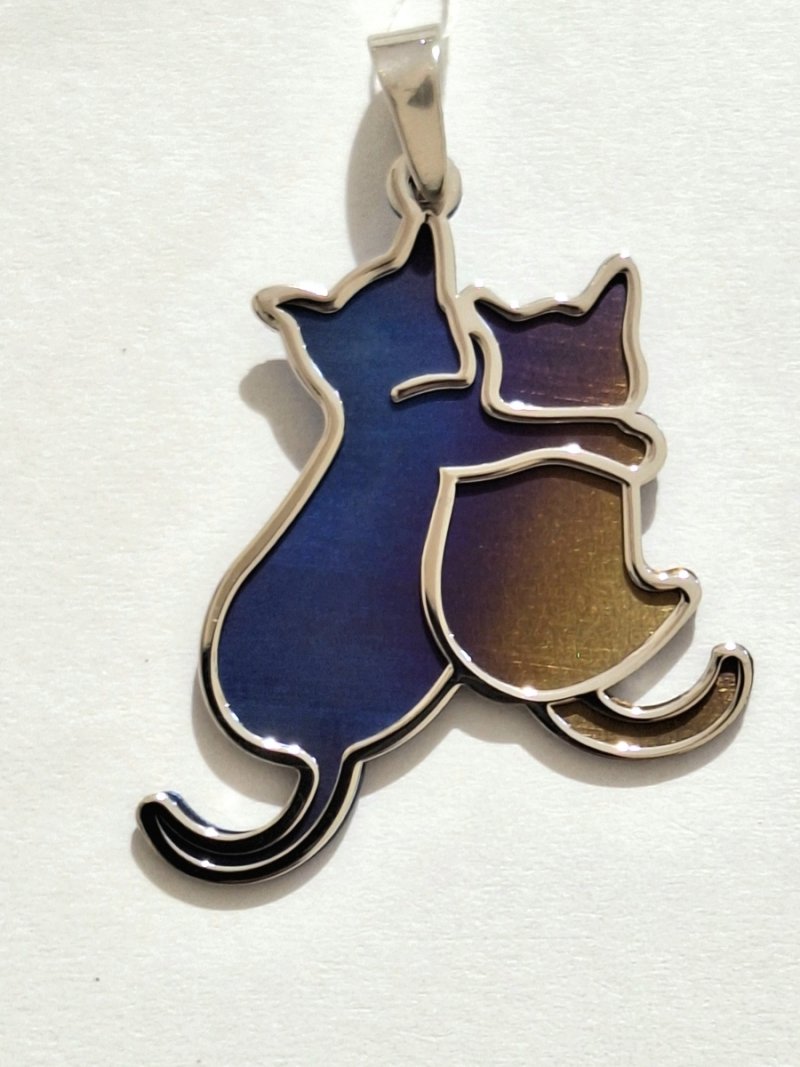 WISIOREK ZAWIESZKA Z TYTANU I SREBRA 925 KOT Z KOTEM