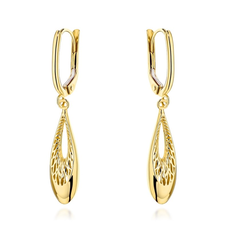 Kolczyki złote 585 delikatne wiszące ażurowe 