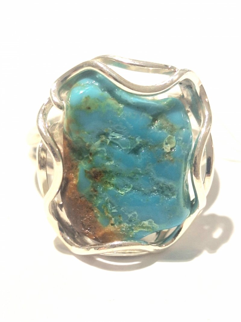 SREBRNY PIERŚCIONEK 925 Z TURKUSEM DUŻY