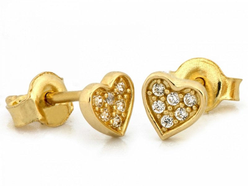 Kolczyki złote 375 delikatne serduszka z cyrkoniami 