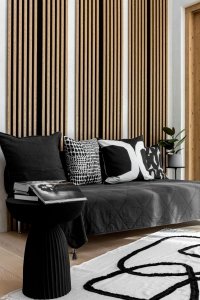 Lamele ścienne Woodline panel akustyczny na czarnym filcu Dąb jasny 30x270 cm