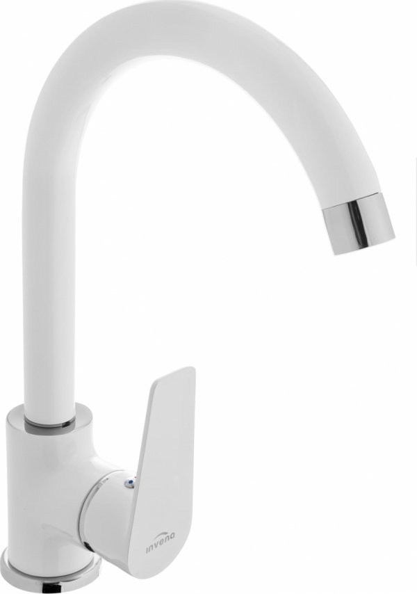 Bateria Invena Dokos biała bateria kuchenna stojąca z mieszaczem