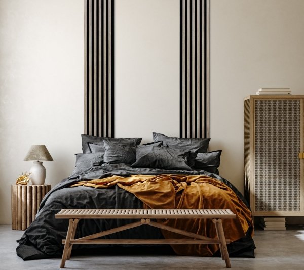 Lamele ścienne Woodline panel akustyczny na czarnym filcu Dąb jasny 30x270 cm