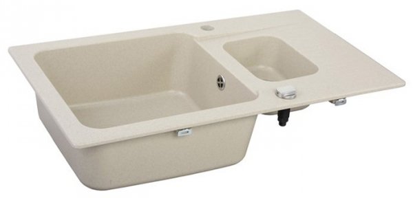 Zlewozmywak Kuchinox Madagaskar 1,5-komorowy 44x78 cm Zlew kuchenny beżowy z ociekaczem