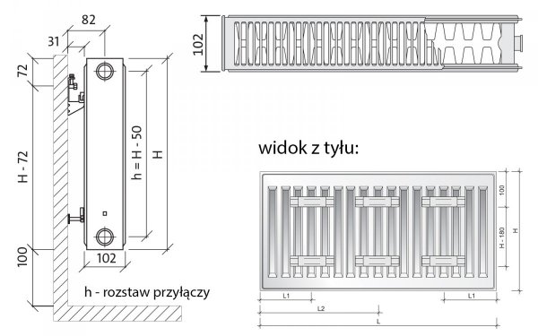 Purmo C22 600x1100 Grzejnik panelowy pokojowy