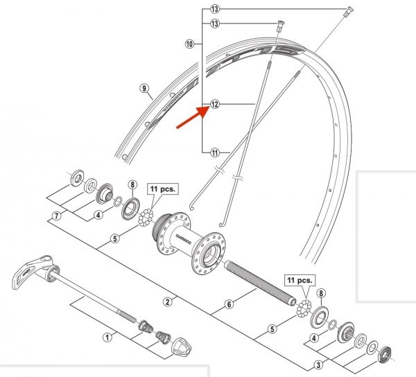 Szprycha Shimano WH-MT15-A-F29 288,5 mm