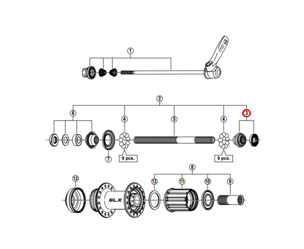 Stożek piasty tylnej Shimano FH-M665 prawy