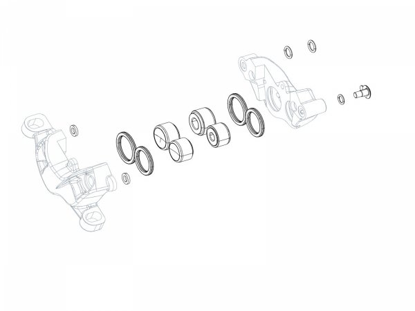 Zestaw tłoczków zacisku hamulca tarczowego SRAM — 2×16 mm + 2×14 mm, uszczelki i O-ringi (Guide / G2)