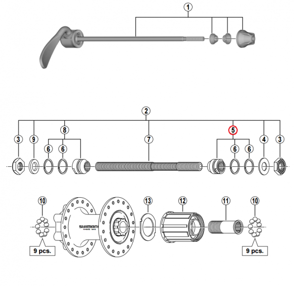 Stożek piasty tył Shimano FH-M475/495/RM608 prawy