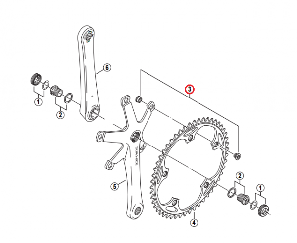 Śruba z nakrętką Shimano FC-7710 (5szt)