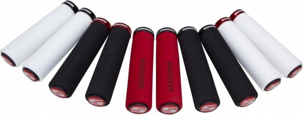 Chwyty SRAM Locking Grips Foam 129 mm — czarne, jedna obejma (czerwona)