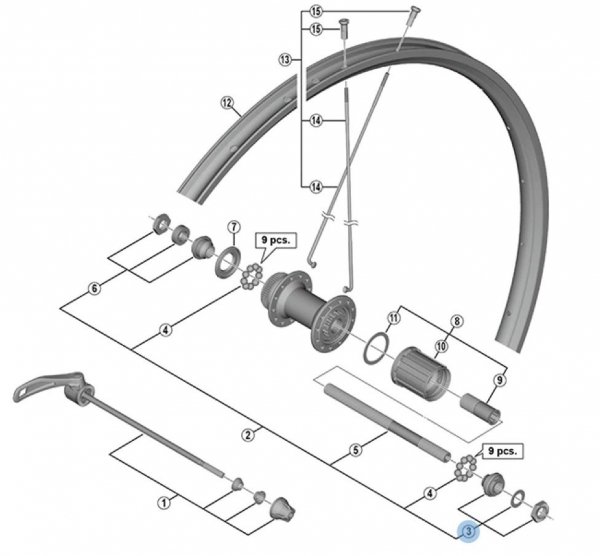 Stożek piasty tył Shimano WH-MT600/WH-M500 prawy 