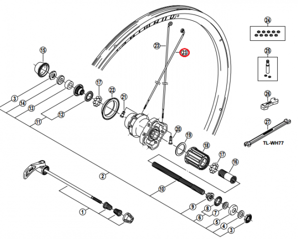 Szprycha Shimano WH-M535-R 250 mm