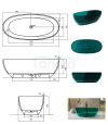 BESCO Wanna wolnostojąca Mexa Blue Wave 170x78 maskownica czarny matt #WAM-170-BWB