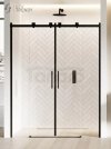 NEW TRENDY Drzwi prysznicowe przesuwne 2-skrzydłowe SOFTI BLACK 160x200 EXK-3962