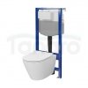 CERSANIT - Set C205 - stelaż podtynkowy AQUA 50 PNEU QF + miska zawieszana CITY PRO by Cersanit OVAL z technologią CERSANIT VORTEX oraz ukrytym montażem + deska SLIM duroplastowa, antybakteryjna, wolnoopadająca, z funkcją łatwego wypinania  S701-889