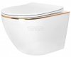 REA - Zestaw: Misa WC Carlo Flat Mini Gold Edge Rimless + Bidet Carlo Mini